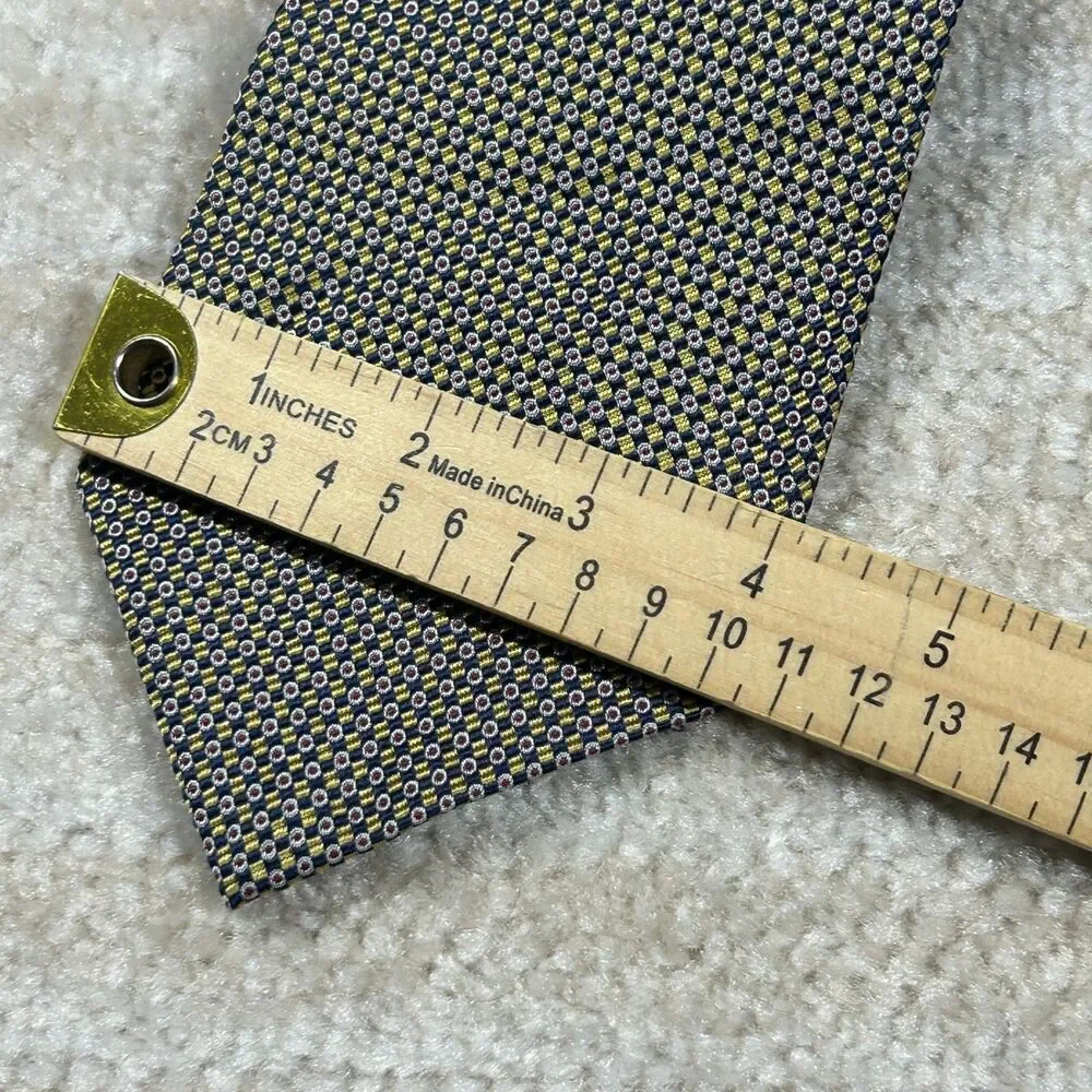 Ralph Lauren LRL Tie Mens Navy Gold Geometric Silk Classic RL Hand Finished